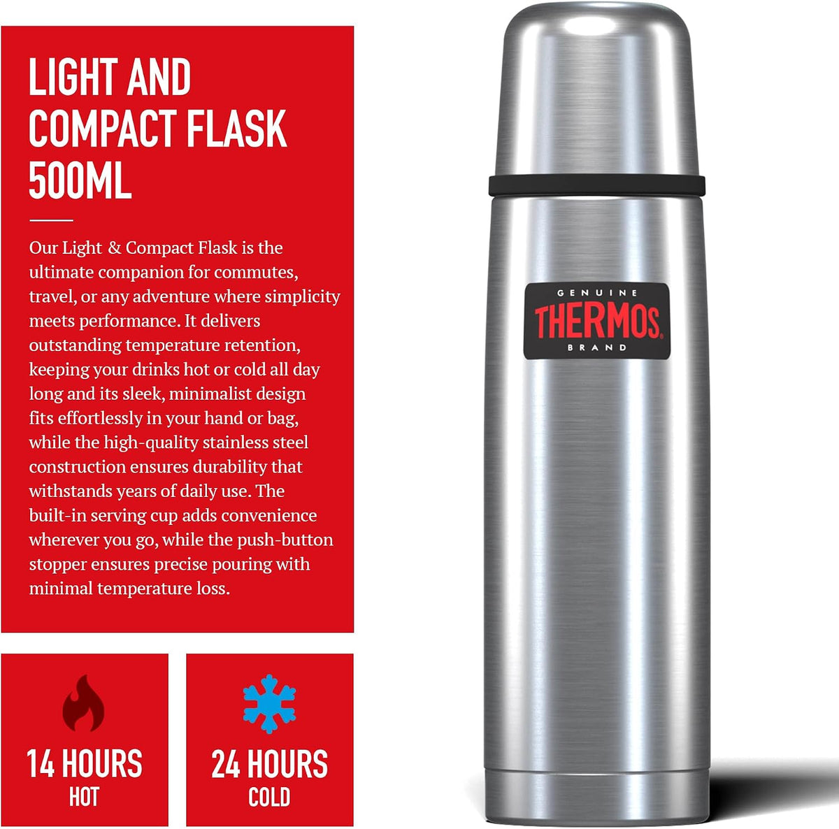 Thermos Light & Compact Stainless Steel Flask
