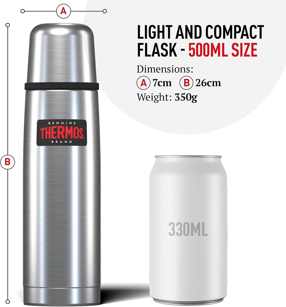 Thermos Light & Compact Stainless Steel Flask