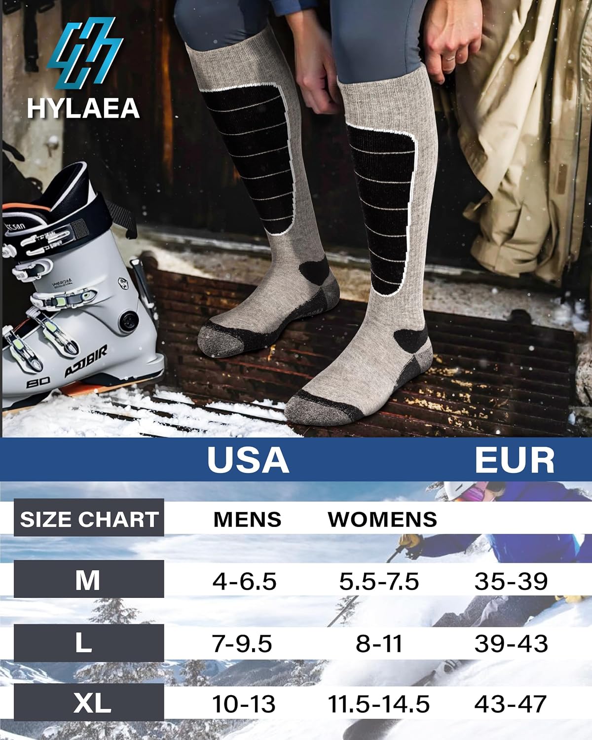 Hylaea Merino Wool Ski Socks