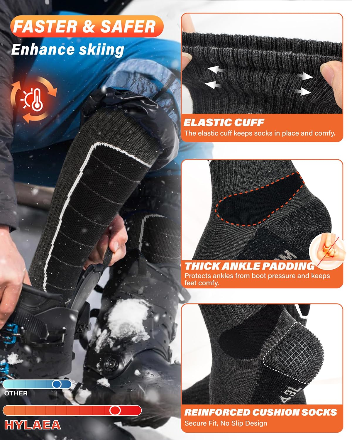 Hylaea Merino Wool Ski Socks