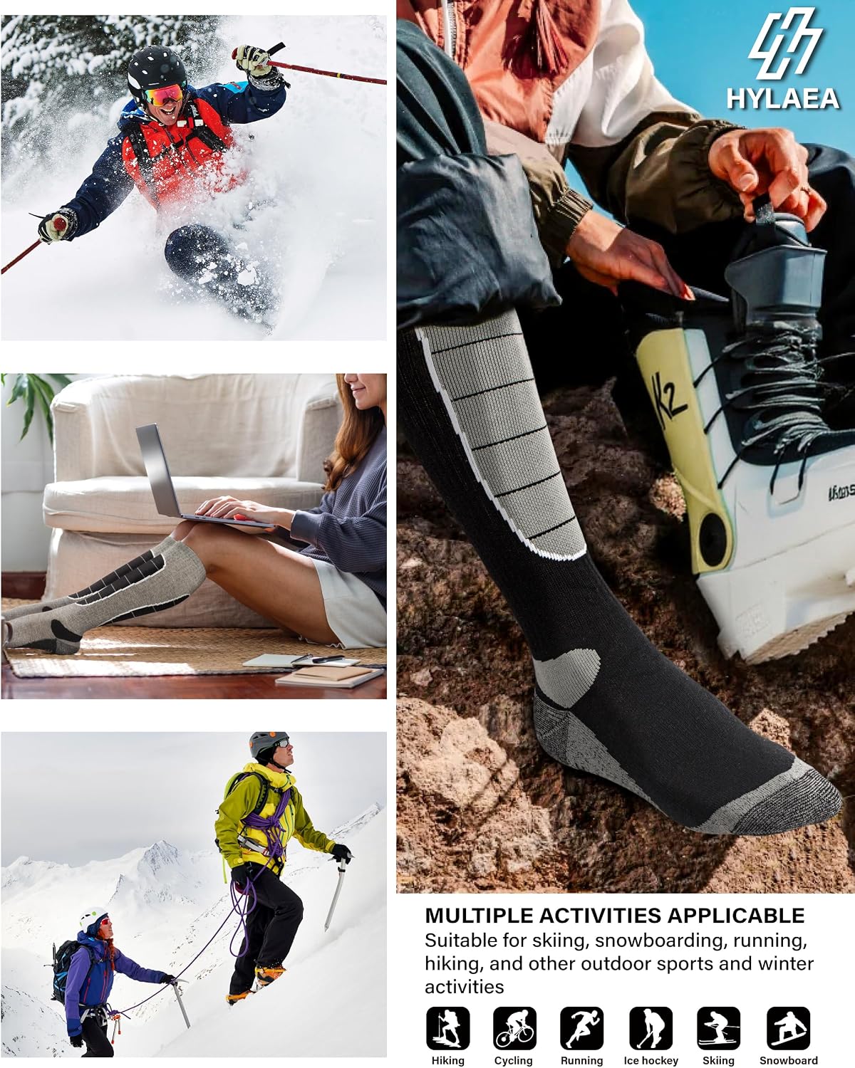 Hylaea Merino Wool Ski Socks